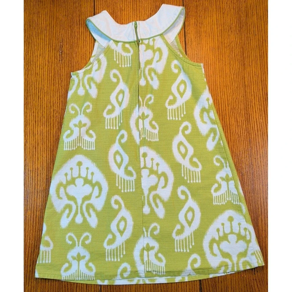 Gymboree Girls Aztec Print Green Dress Batik Summer Size 6  100% Cotton Jewels